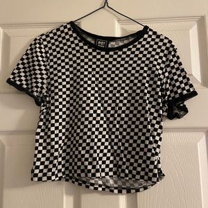 cropped checkered tee